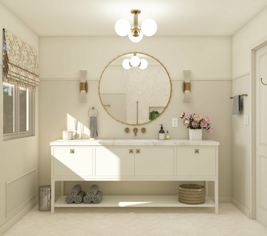 A Well-Designed Bathroom Featuring a Stylish Vanity